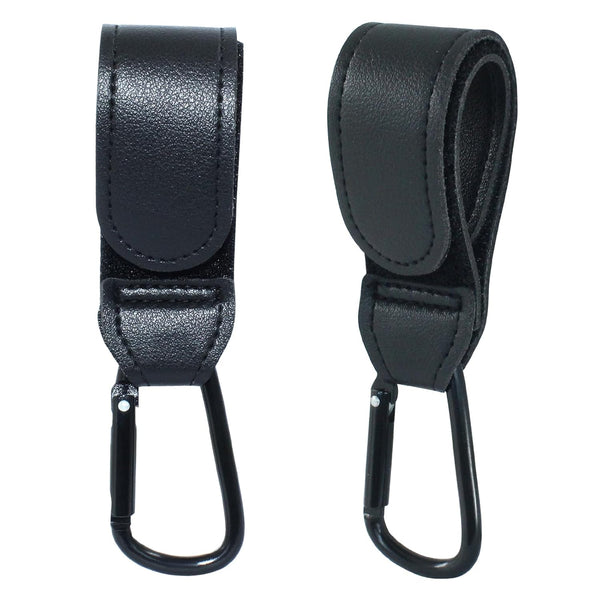 Seimneire 2 Pcs Black Stroller Hooks Clips, Mommy Baby Hook Straps for Diaper