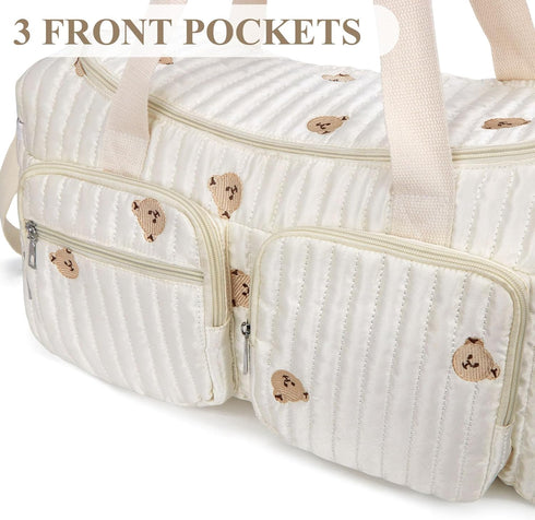 Mommy Cute Diaper Bag Tote Quilted Duffle Bag Large Diaper Bag Soft Hospital Maternity Bag Nappy Storage