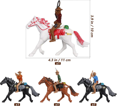 Toddmomy Riding Horse Figurine 4Pcs Action Figure, Western Figurines Toys, Plastic Horse with Rider