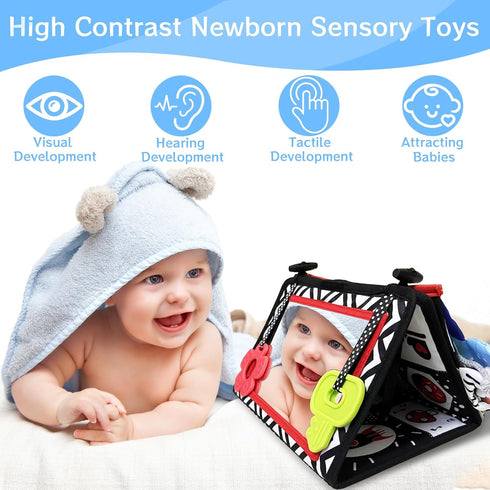 Autumety Tummy Tummy 0-3 0-6 6-12 Time Mirror Newborn Toys: Black and White Infant Time Toys Months Babies High