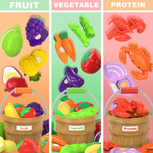 MOEAWS Set Cutting Play Food Toys for Kids, Pretend Play Kitchen Accessories, Cutting Food Sorting Toy, Fake