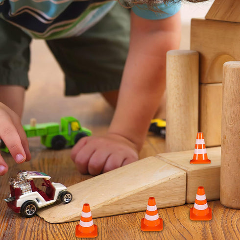 STOBOK Traffic Cone, 14 PCS Miniature Traffic Signs Toys, Construction Toys for Kids Educational Roadblock Toy