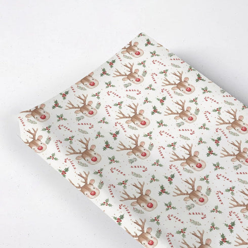 KuphiL10C Watercolor Christmas Reindeer Winter Holiday Leaves Pattern Baby Changing Pad Cover, Unisex