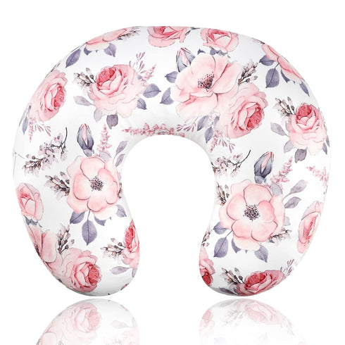 Nursing Pillow Cover Girls, Floral Breastfeeding Pillow Cover for Baby, Snug Fits