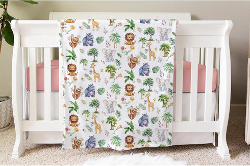 SqtmuHLuo Safari Jungle African Animals Baby Blanket for Boys Girls Neutral Giraffe Elephant