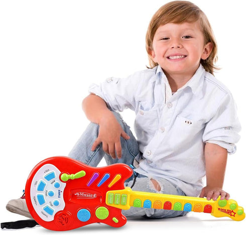 Dimple Kids Handheld Musical Electronic Toy Guitar for Children Plays Music, Rock, Drum & Electric Sounds Best Toy
