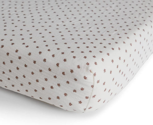 24"x 38" mushie Extra Soft Muslin Fitted MINI Crib Sheet | (Bloom)