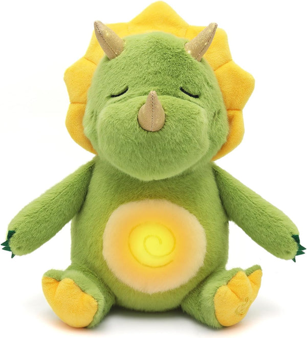 PPONE Breathing Dinosaur Plush Toys with Light and Sound, Triceratops Dinosaur Stuffed Animal,
