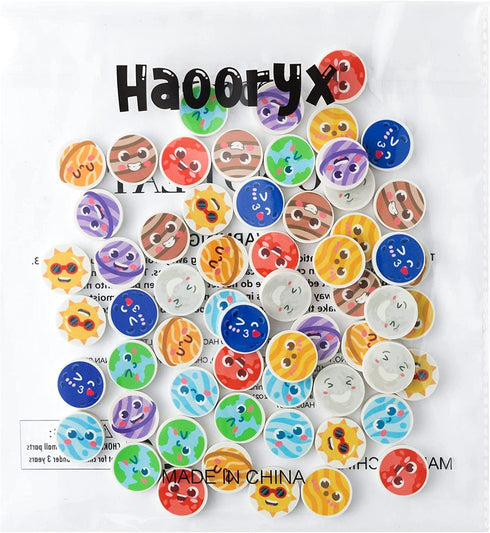 Haooryx 60Pcs Solar System Mini Eraser - Novelty Outer Space Pencil Erasers for Student Homework Rewards