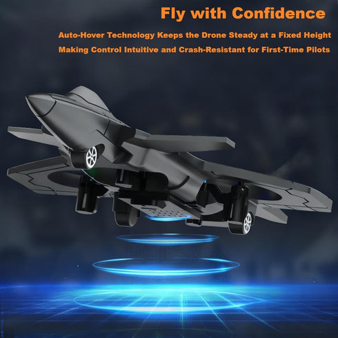 BEACONDESI F47 RC Fighter Drone for Kids, Remote Control Airplane with Altitude Hold, RC Jet Drone Toy with LED Lights