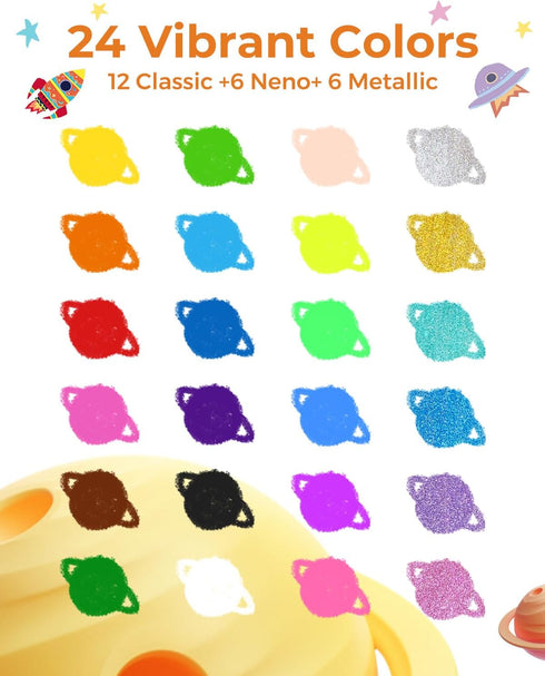 24 1-3, 4-8 JUPITEARTH Colors Twist Crayons for Toddlers Non-Toxic Washable Crayons for Ages with Storage Bucket