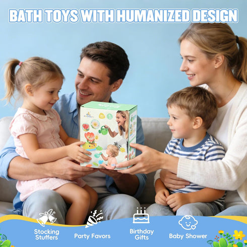 1-3 1+ Baby Bath Toys for Kids Ages | Safe & Fun Mold Free Toddler Bath Toys | Interactive Bath Toys with Blooming