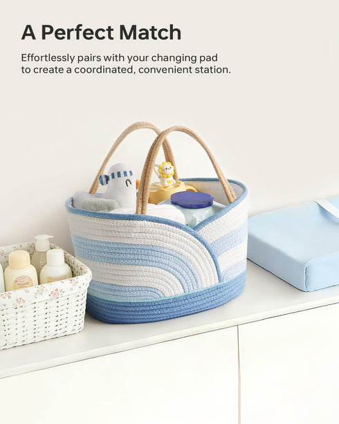 Babygreat Baby Diaper Caddy Organizer - Portable Cotton Rope Diaper Caddy Basket for Nursery, Gift for Baby Shower