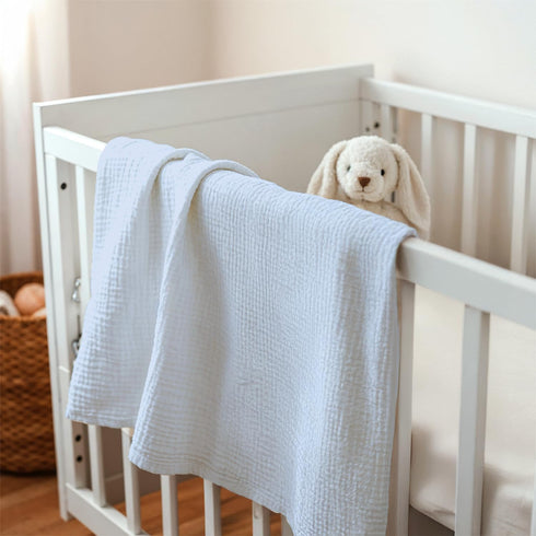 30x40 inches, Baby Blankets for Boys, Soft Nursery Minky Blankets with Muslin and Dotted Fleece Back Receiving Bed