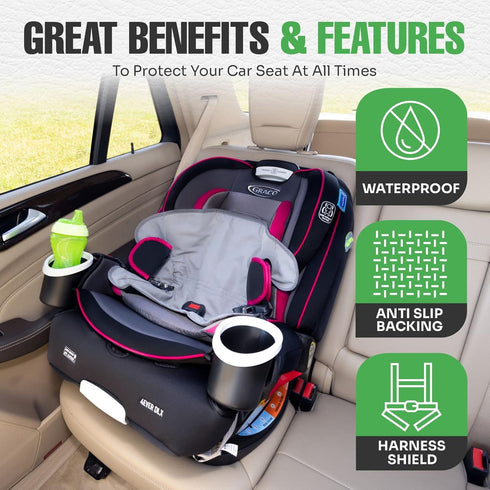 lebogner Child Car Seat Saver Waterproof Liner, 100% Leak Free Pad for Baby Stroller, Anti Slip Vinyl Backing