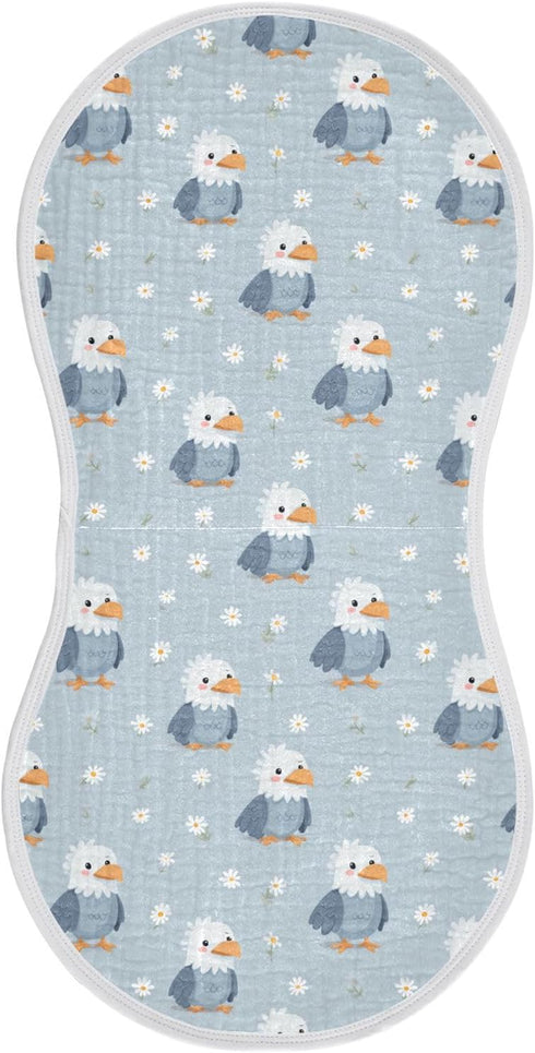 decor gift Cotton Newborns Burp Cloths Good Absorbent? Cute Cartoon Nile Bird Blue wash