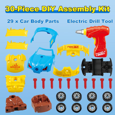 Pup Go 3 4 5 30 (4 Construction Toys for Kids Years, Take Apart Toy Racing Car, Pieces Building Toys with Electric