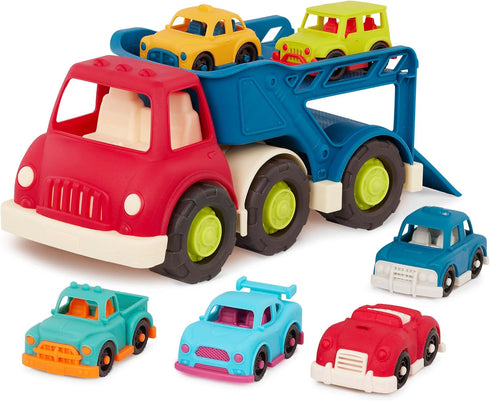 B. toys Car Carrier Truck - Toy Car Carrier with 6 Mini Cars for Toddlers 12 Months +