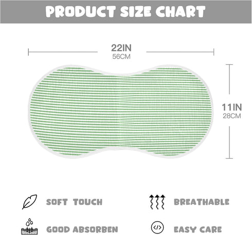 WELLDAY 1-Pack, 22 11 Inch Muslin Baby Burp Cloths, Green White Stripes Cotton Soft Burp Cloths for Newborns, Extra