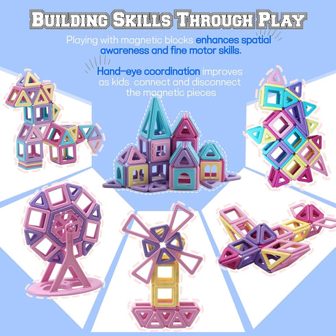 ASOK 133pcs 3D 3 4 5 6 7 8 9 133pcs Magnetic Blocks Magnetic Tiles Castle Educational Learning and Development Toys