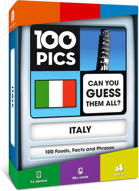 100 PICS Italy Quiz Game - Educational Travel Trivia Flash Card Puzzle Games for Smart Kids, POP08007