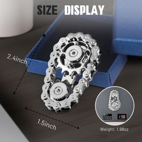 2pc Fidget Spinner Toy for Adults Metal Figette Bike Chain for Adult Men Pain Stim ADHD Teen Cool Gadgets Quiet Desk