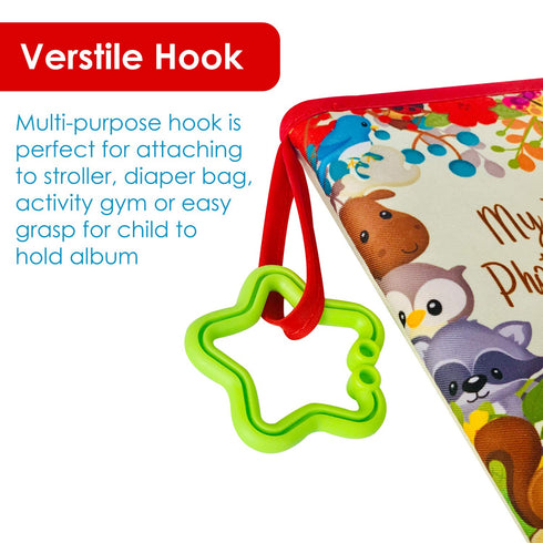 Baby Photo Album - Soft First Year Baby Book with Woodland Animals, Holds 4x6 Pictures for Memory Album Baby Shower