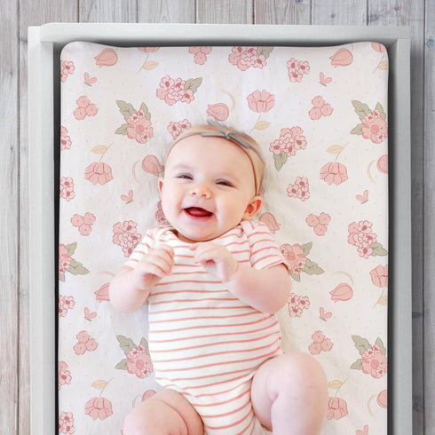 Set 3 The Peanutshell Baby Girl Changing Pad Covers of - Ultra Soft Baby Cover - Fits Standard Changing Table Pads