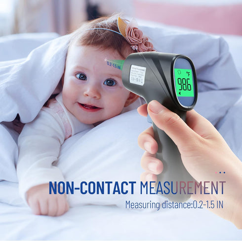 Touchless Thermometer for Adults, Digital Infrared Thermometer Gun with Fever Alarm, Fast Accurate Results (Black)
