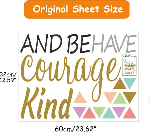 Inspirational Wall Decor Quotes for Boy Girl Room – Have Courage and Be Kind – Living Room Bedroom Classroom Nursery
