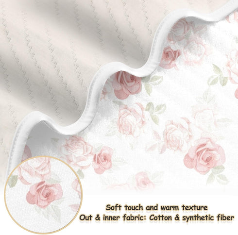 CHUROUSY 30x40 Inch Pink Roses Baby Blanket for Boys Girls Beautiful Flower Leaves Nursery Swaddling Wrap Beauty Floral