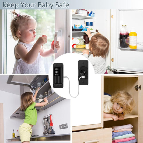 Refrigerator Lock Combination, Child Proof Fridge Lock for Cabinets, Drawers, Windows, No Keys Needed