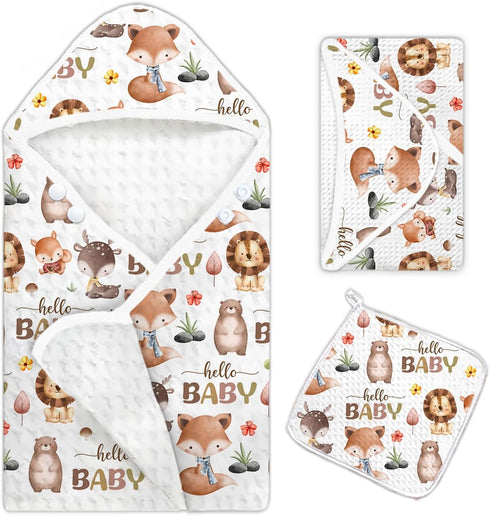 Guawubiang 1PCS Wildlife Theme Baby Bath Towels, Hooded Baby Towel for Newborns, Toddler