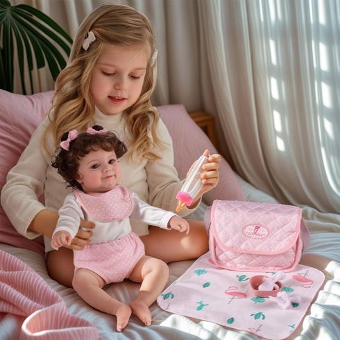 8 Set 17-22 inch BABESIDE Pcs Baby Doll Diaper Bag for Dolls, Baby Doll Feeding Accessories with Disappearing Milk Toy
