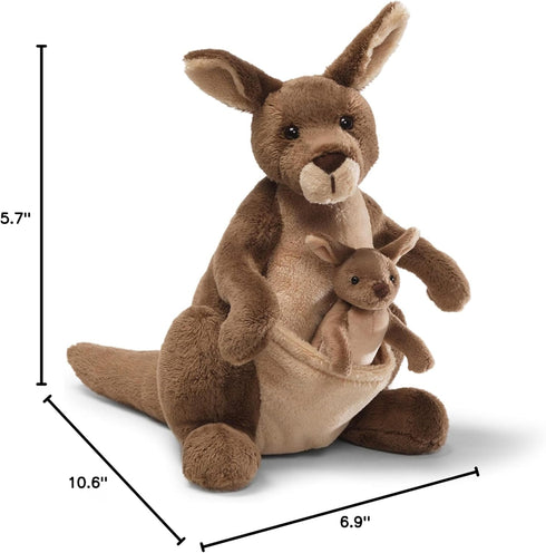 1 10 GUND Jirra Kangaroo with Removable Joey Plush, Stuffed Animal for Ages and Up, Brown