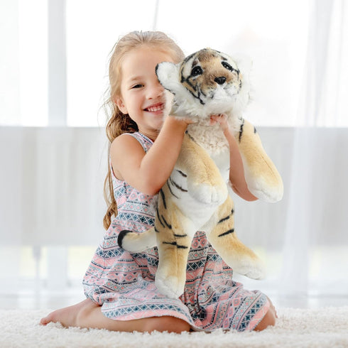 15'' Tiger Stuffed Animal Plush - Realistic Tiger, Leopard, Lion Toys for Boys & Girls, Jungle Pillow Gifts