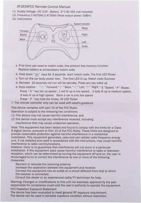 JR1839 2.4G Black Parental Remote Control Car, Bluetooth Remote Control Accessories,Matching JR Receiver Electric Ride
