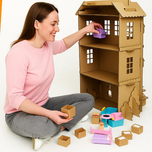 80 Sets 1: 12 Packaging Teenyyou Mini DIY Shipping Boxes with Shipping Labels Miniature Brown Corrugated Cardboard