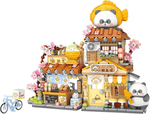 MEIEST Mini City Shop Street View Building Blocks Model Set,Simulation Panda Architecture Collection