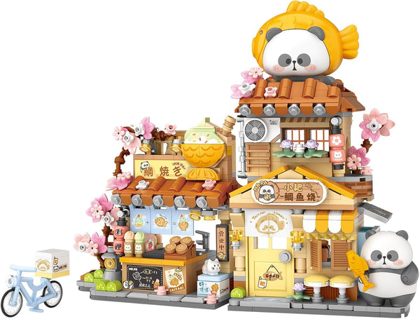 MEIEST Mini City Shop Street View Building Blocks Model Set,Simulation Panda Architecture Collection