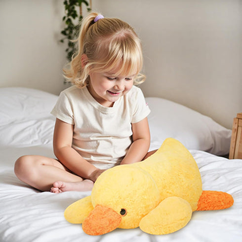 20" 3.3 Niuniu Daddy | Pound Weighted Duck Stuffed Animals for Adults Kids, Giant Weighted Yellow Duck Plush Toy