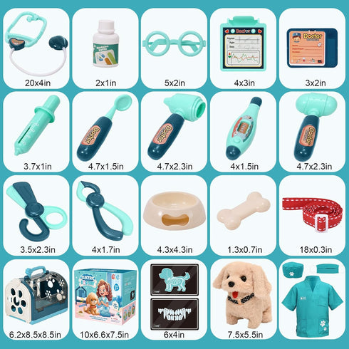 G.C 22Pcs Dog Toys Doctor Kit, Interactive Stuffed Dog Vet Kit for Pretend Play, Gifts for Kids Girls Ages 3-6+
