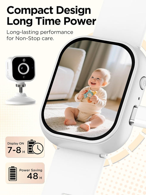 NUOTUN 2'' 1080P 2-Way Baby Monitor with Camera and Audio Watch, Wearable Portable HD Baby Monitor No WiFi, Video Loop