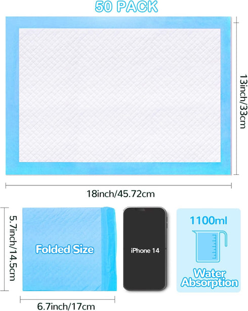 Buyockss Pack 50 13 x18 Disposable Changing Pad of Baby Incontinence Pad Diaper Changing Pads UnderPads Ultra Soft