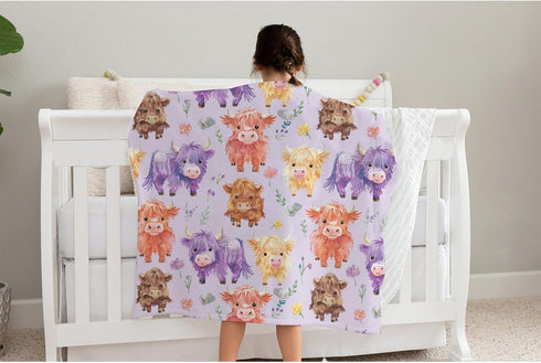 SqtmuHLuo 60x80inch Highland Cow Baby Blanket for Boys Girls Gender Cute Western Farm Animals Highland Cow Floral Boho