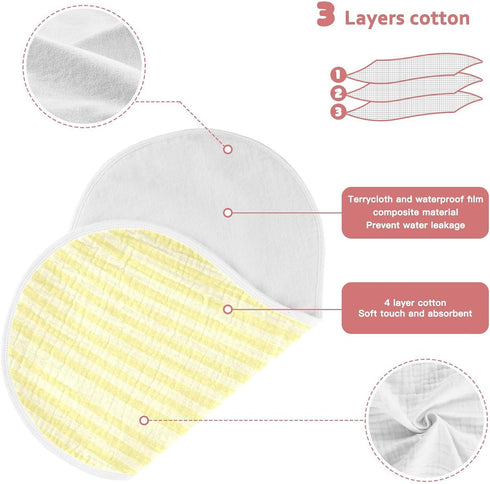 decor gift 4 Pack 22x11in Cotton Large Burp Cloths for Baby Breathable Light Yellow Stripe Baby Rags for Unisex