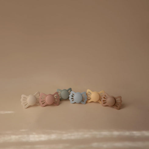 Symmetrical 0-6 FRIGG Lucky SilkySoft Silicone Baby Pacifier | Made in Denmark | BPA-Free (Cream/Blush, Months)