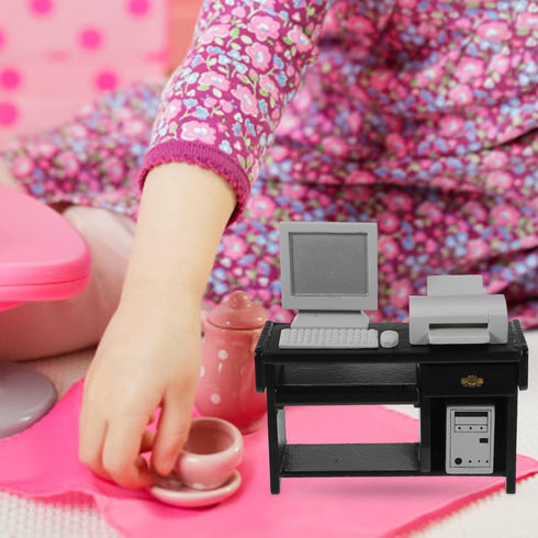NUOBESTY Miniature Computer Simulation Office Furniture - Dollhouse Accessories Mini Desktop Chair Keyboard Model for