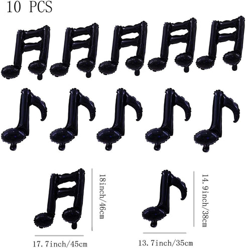 10 Pcs Music Note Black Balloons - 17 Inch Happy Birthday Banner for Birthday, Baby Shower, Outdoor & Home Parties
