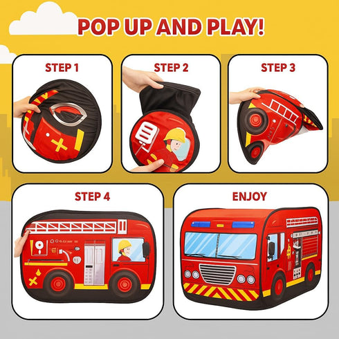 Pop Up Play Tent for Kids - My First Foldable Indoor & Outdoor Playhouse Vehicle Toys for Toddlers, Boys and Girls